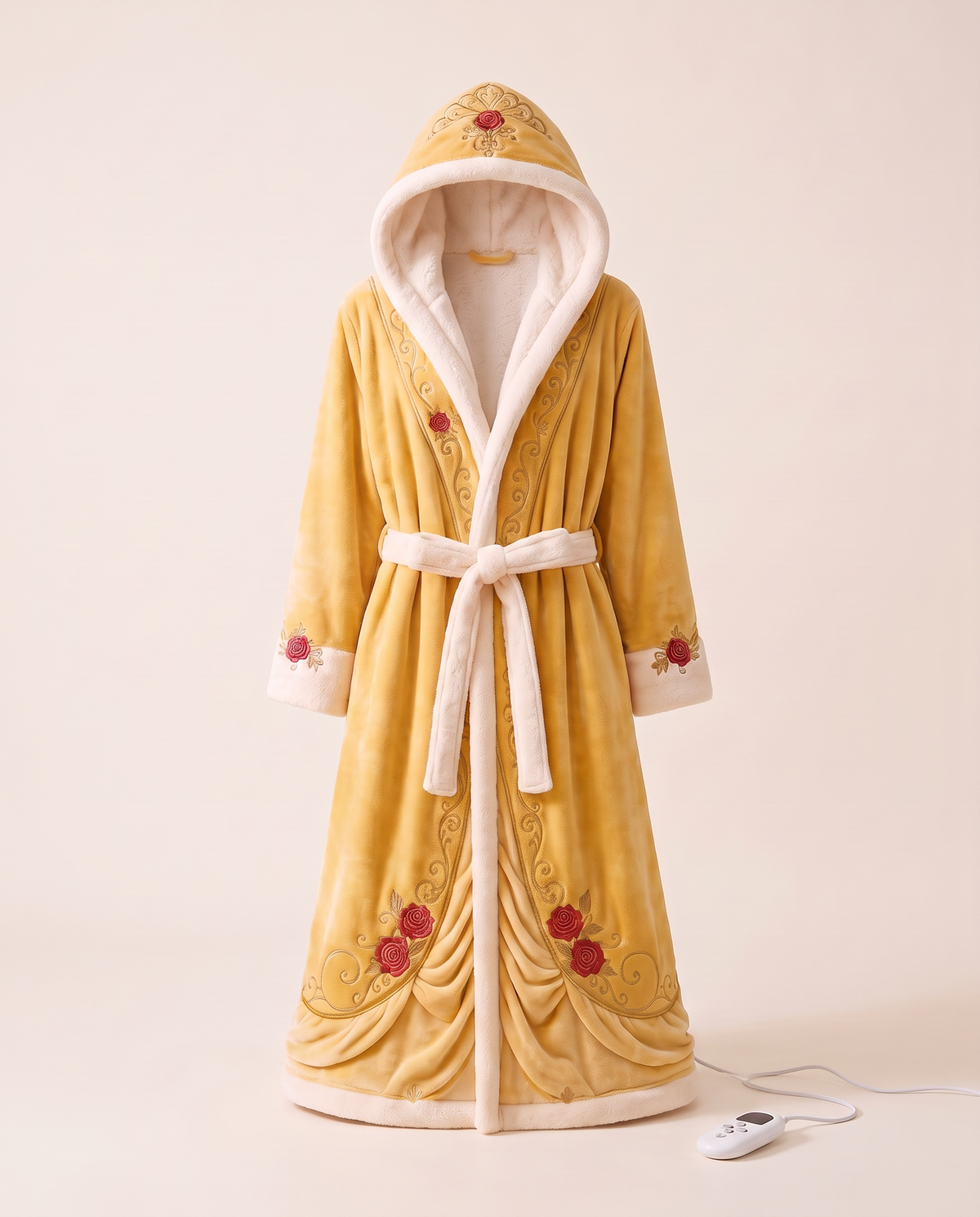 Heated princess robe Enchanted Rose, hood with crown embroidery